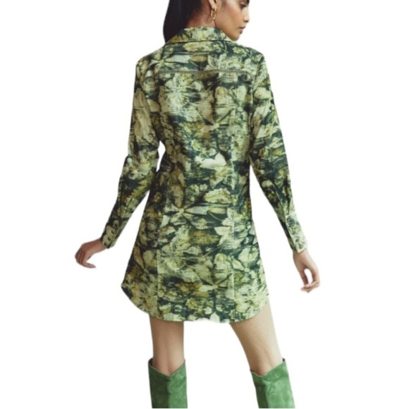 NWT Anthropologie Pilcro Ruched Corduroy Shirt Dress in Green Size 4 Small - Picture 2 of 14